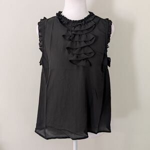Haute Monde Womens Sheer Whimsigoth Top MEDIUM Fairy Grunge Goth‎ Ruffle Black